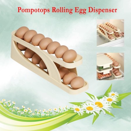 Double-Layer Egg Dispenser Automatic Roll-Down Egg Storage Rack Slide Egg Carton Refrigerator Egg Basket Kitchen Countertop Egg Holder Availability: In Stock