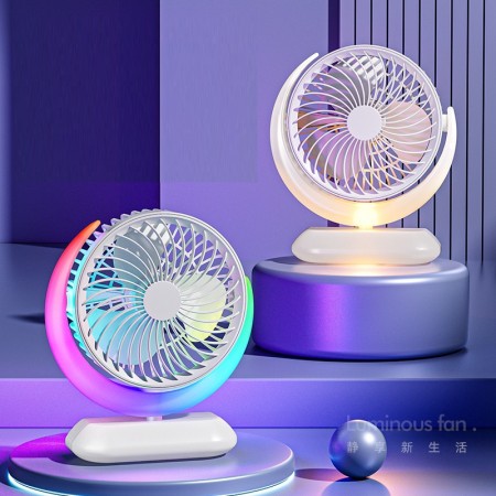 New Style Cross-Border Hot Style Rechargeable Desktop Fan And Lights Usb Direct Plug Small Fan 2024