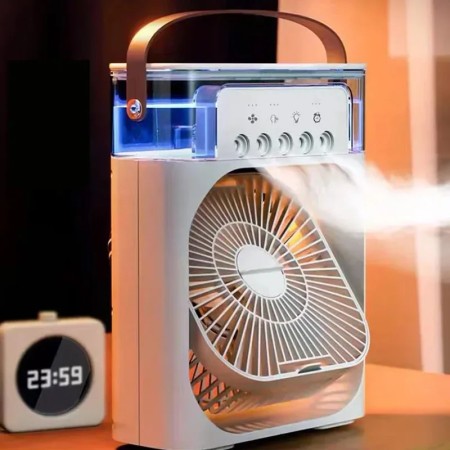 3 In 1 Fan Air Conditioner Household Small Air Cooler LED Night Light Portable Humidifier Air Adjustment Fan